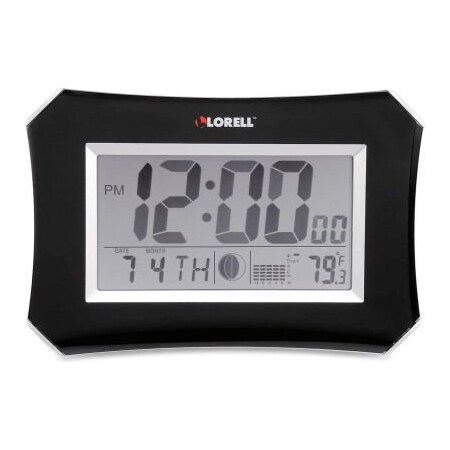 Lorell Lorell Wall LCD Lunar Alarm Clock 10-1/4" Wx 7" H x 1-1/2"D Silver/Black 60998